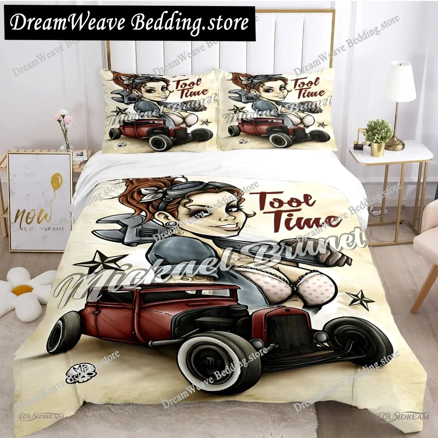 

Rockabilly Hip Hop Music Duvet Cover Comforter Bedding Sets Soft Quilt Cover and Pillowcases for Teens Single Double Queen King