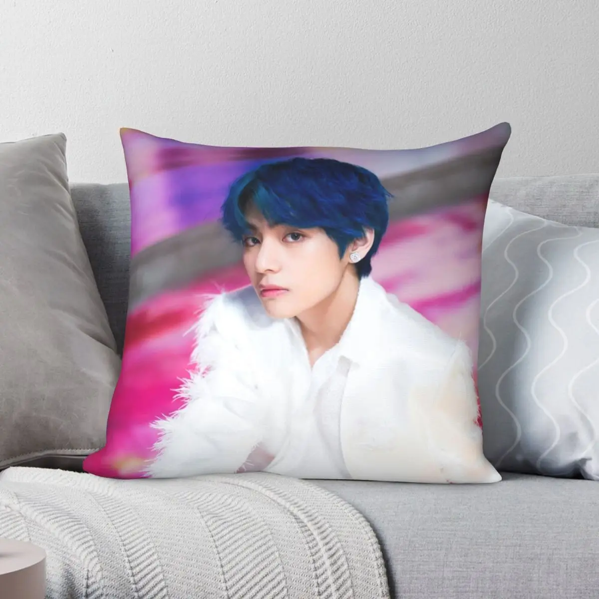 TAEHYUNG BOY WITH LUV Pillowcase Polyester Linen Velvet Pattern Zip Decor Pillow Case Room Cushion Cover