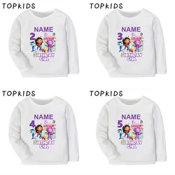 1 2 3 4 5 6 7 8 9 Years Birthday Girls T shirt Cute Gabbys Doll House Customize Name Kids T-shirts Baby Long Sleeve Clothes Gift