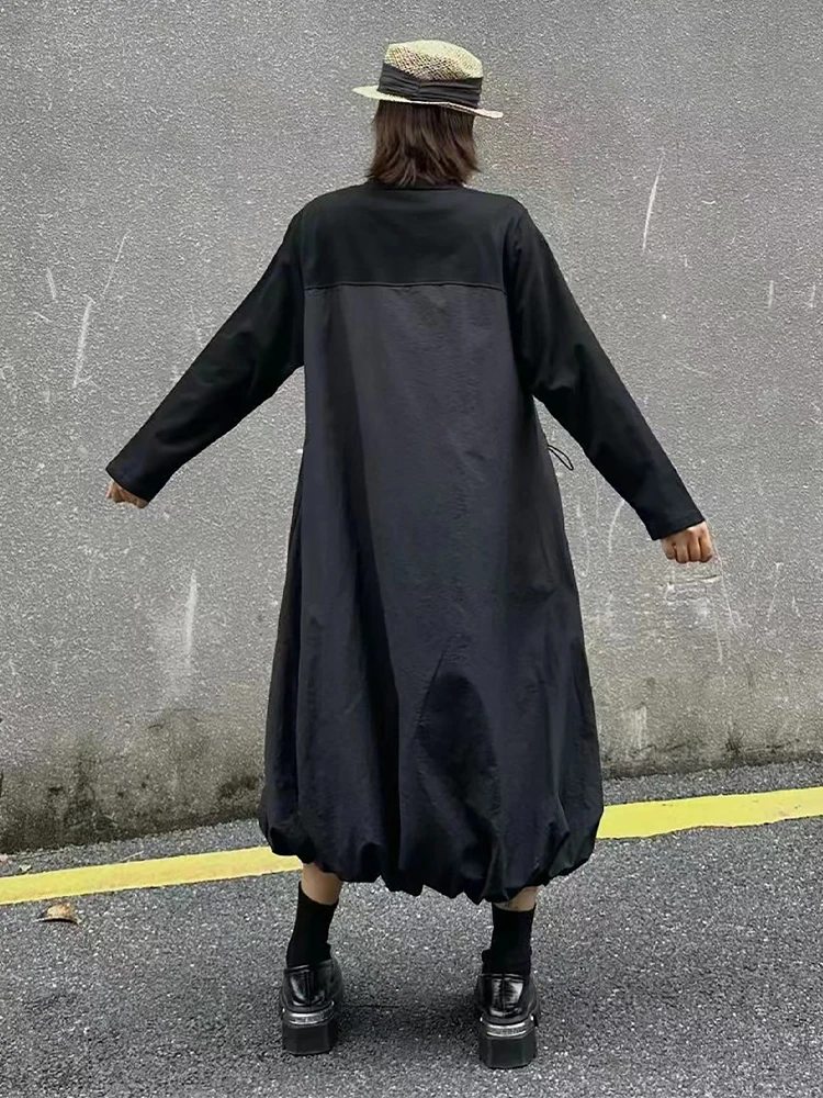 فساتين Amax LuluE الكورية الأنيقة للسيدات عتيقة فضفاضة كلاسيكية للترفيه برقبة دائرية للسيدات ملابس خروج فاخرة من القطن