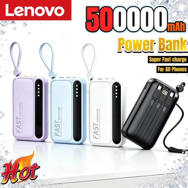 Lenovo 500000mAh PowerBank mit 4-Linien-Superschnellladefunktion, großer Kapazität, tragbarer externer Akku für alle Telefone 2026Neu