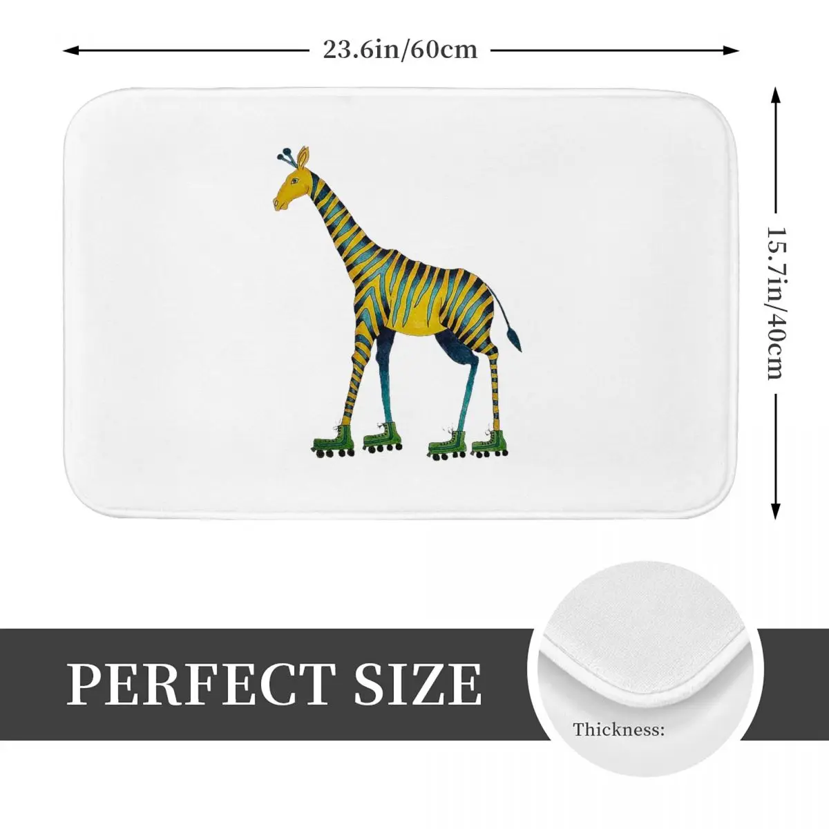 Giraffe Rollerskating Non-slip Doormat Floor Mat Cushion Carpet Rug for Kitchen Entrance Home Living room Footpad Mats