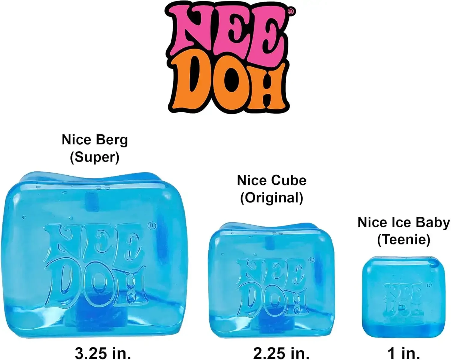 NeeDoh@ 2.5 CM/1 IN. Nice Ice Sensory Squeeze Single Mini Nice Cube in Assorted Colors Anti-Stress Pressure Relief For Adults