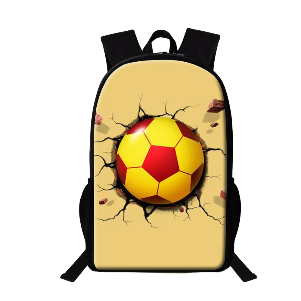 Tas ransel sepak bola kapasitas besar, tas punggung kapasitas besar, motif sepak bola sekolah tinggi kasual untuk remaja, tas ransel anak-anak