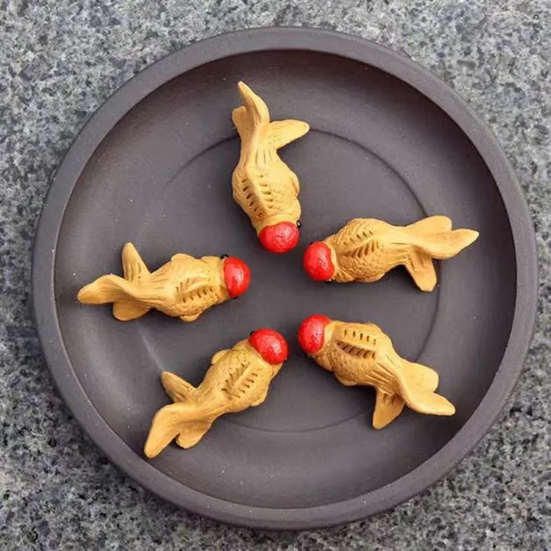 Cute Goldfish Purple Clay Tea Pets,Tea Table Ornament Tea Accessories,Handmade Gift That Brings Good Luck,Chinese Tea Pet Yixing