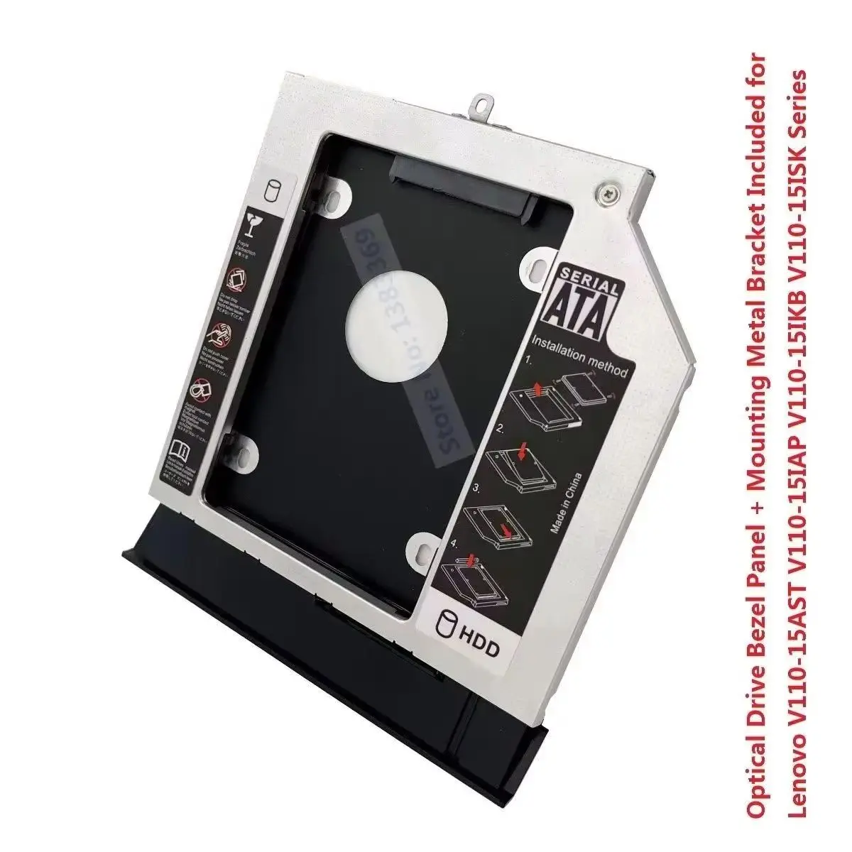 With Bezel Cover 2nd 2.5 Hard Drive HDD Optical bay Caddy Frame Bracket for Lenovo V110-15AST V110-15IAP V110-15IKB V110-15ISK