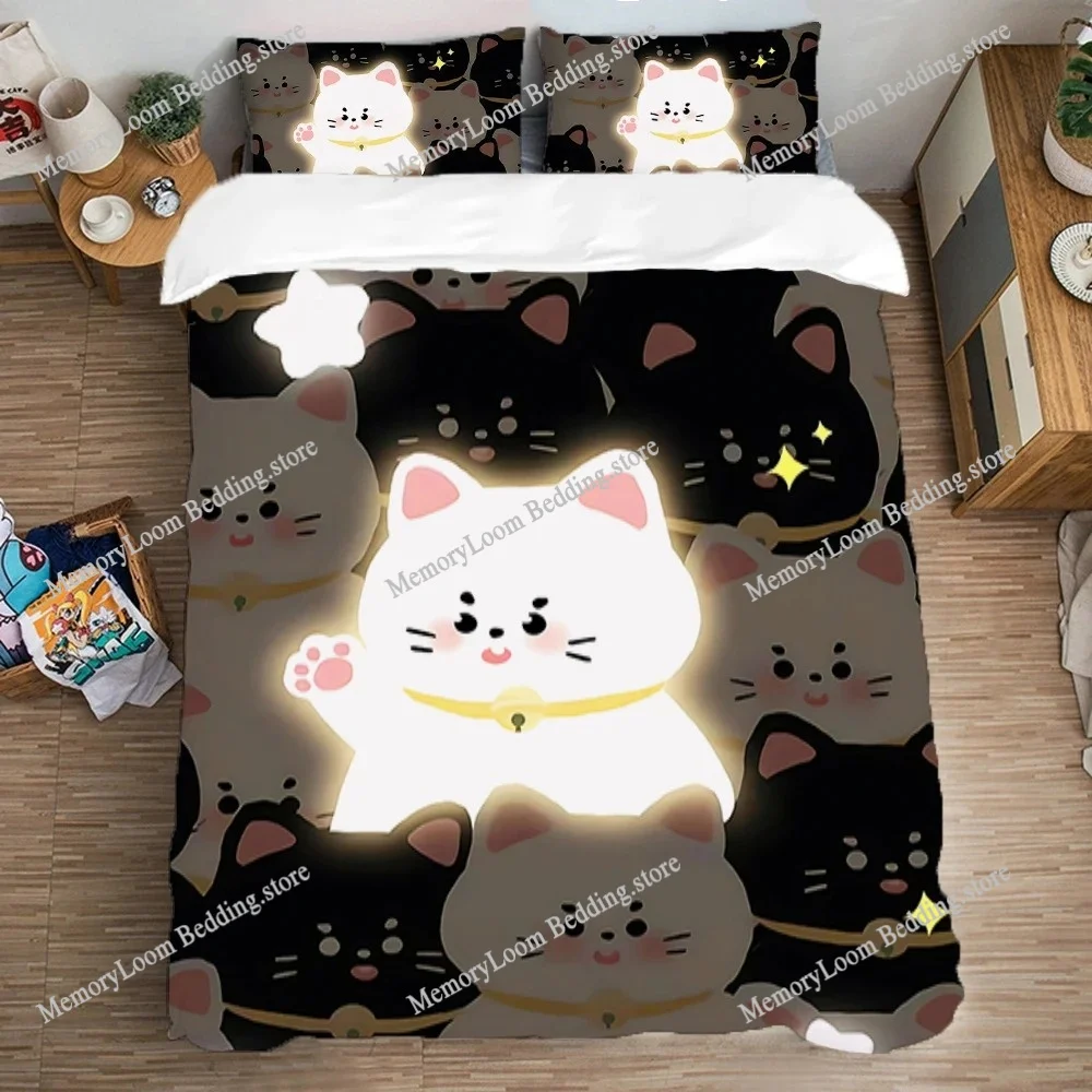 

Bedding Set Double Size Duvet Covers Bed Linen Sets Quilt Cover Set Art Pillowcase Cute Cats Fashion Comforter Queen Home Garden