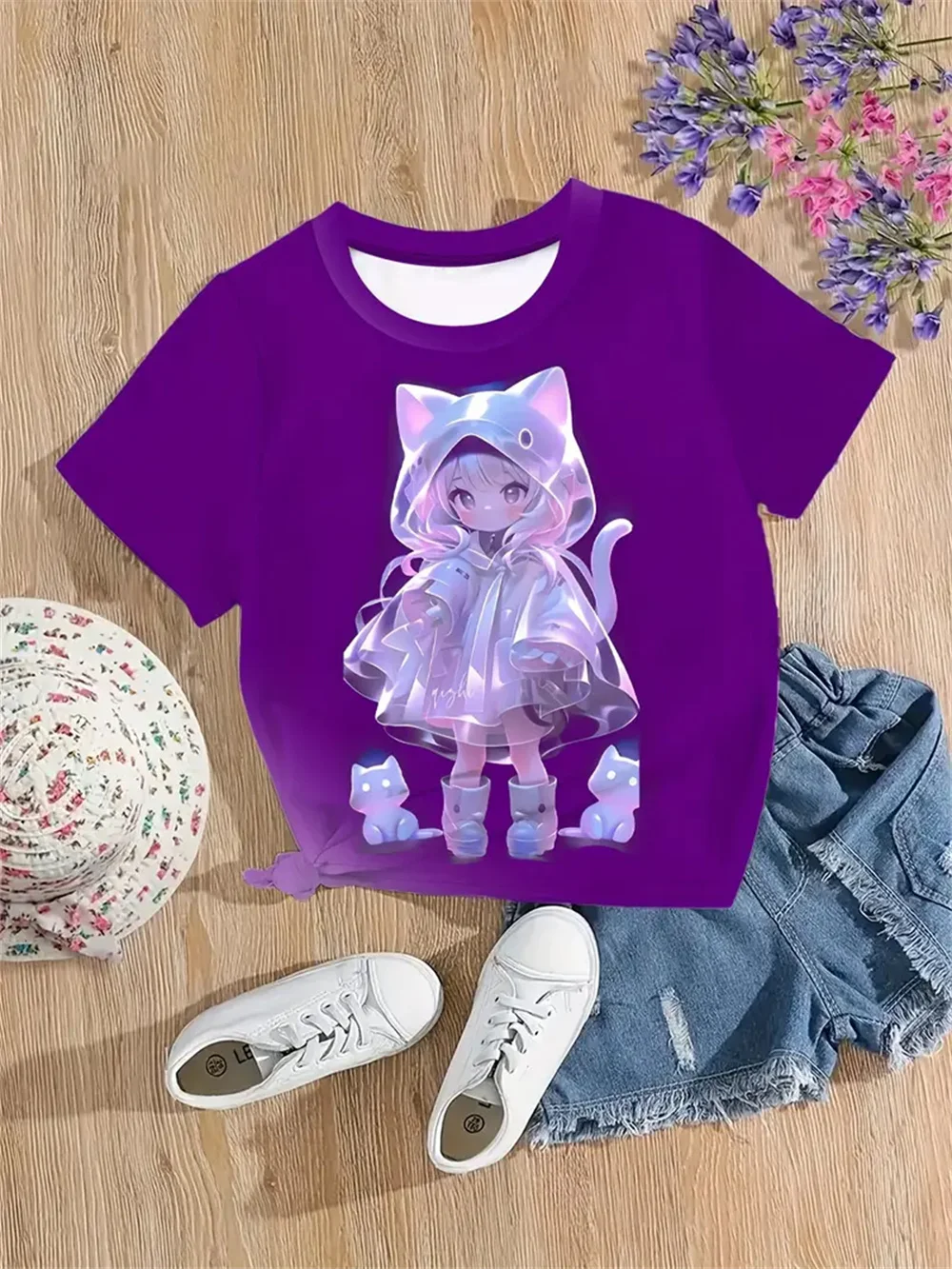 

2025 Kids Girls T-Shirts Anime Cartoon Characters 3d Printed T Shirt Children Tshirts Baby Clothes Casual Children Clothing Top