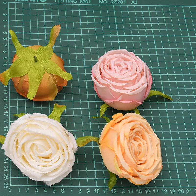 20pcs/7-8cm Artificial Silk Flower Rose Heads DIY Wedding Decoration Party Wreath Scrapbooking Craft Fake Flowers