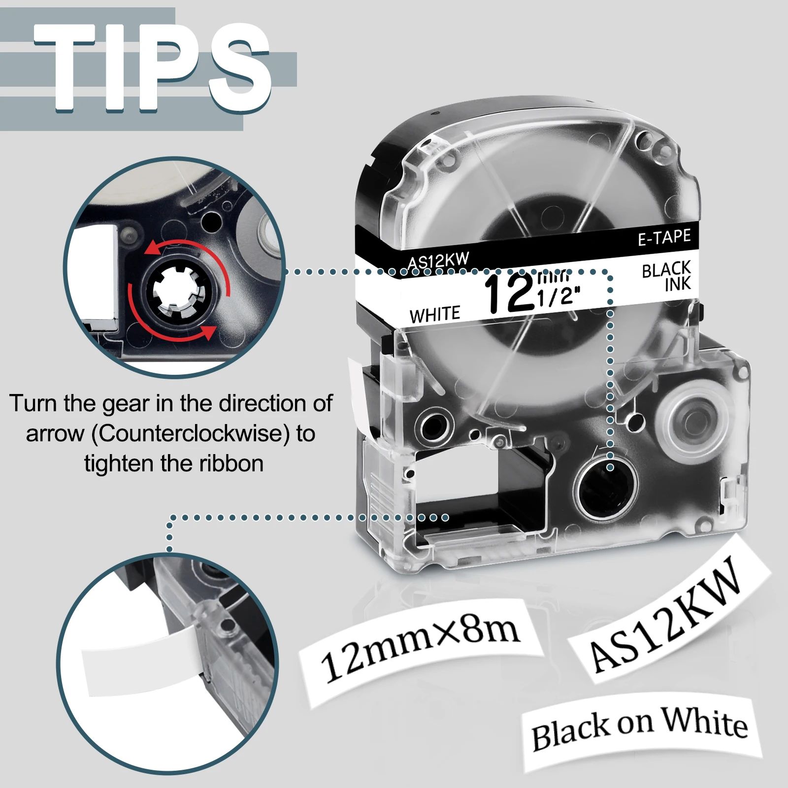 5/10PK Label Tapes Compatible with Epson LC-4WBN SS12KW SS18KW SS9KW for EPSON LW-300 LW-400 LW-600P LW-700 Label Printer