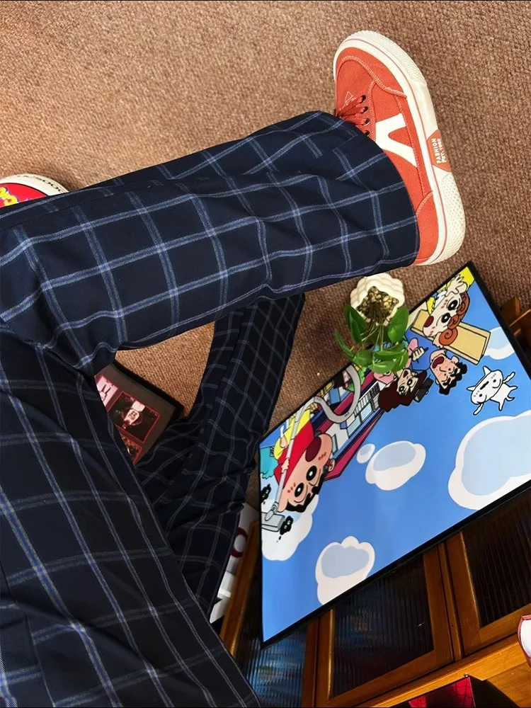 

Men's Plaid Summer Casual Pants Loose Straight Leg American Vibe Micro Flared Knife Breathable Comfortable Faionable