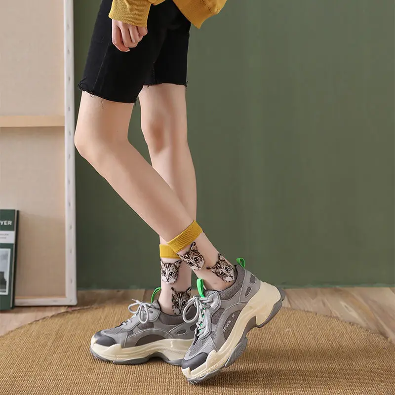 Frauen Transparent Nette Katze Socken Kawaii Damen Japanische Mode Koreanische Trendy Sommer Dünne Kristall Seide Socke Glasfaser Strumpf – Detail 30