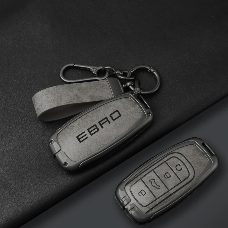 Alloy Leather Car Key Case Cover Shell Holder for Chery EBRO S400 S700 S800 Luxury Key Cover Keychain Protection Accessories