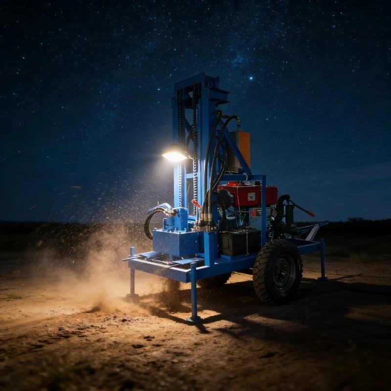 150m Depth Diesel Well Drill Rig Small Drilling Machine 2 Wheels Portable Borehole Diameter 50mm-300mm Adjustable