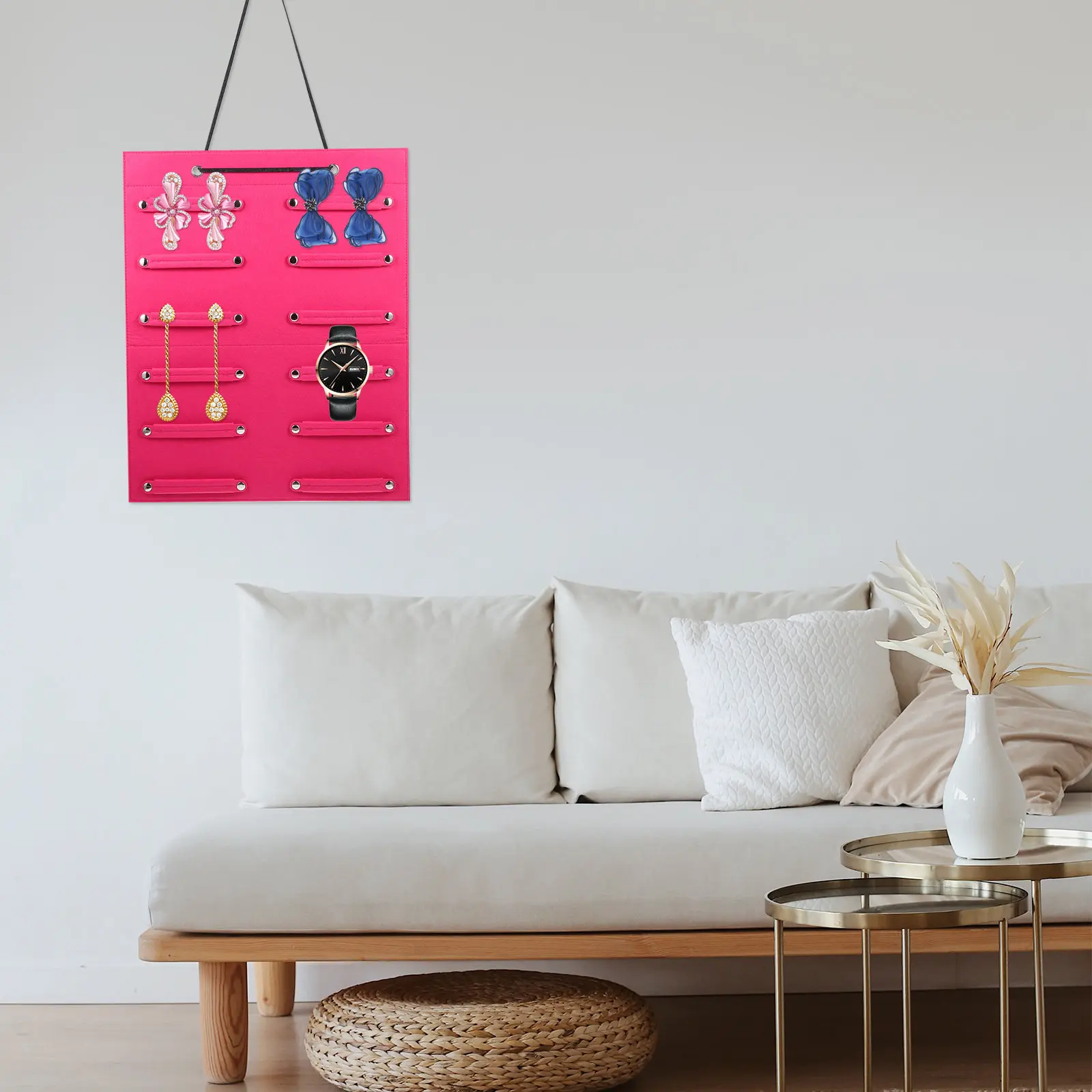 

Органайзер для хранения заколок и аксессуаров для волос: настенный держатель из фетра премиум-класса для бантов и резинок для волос