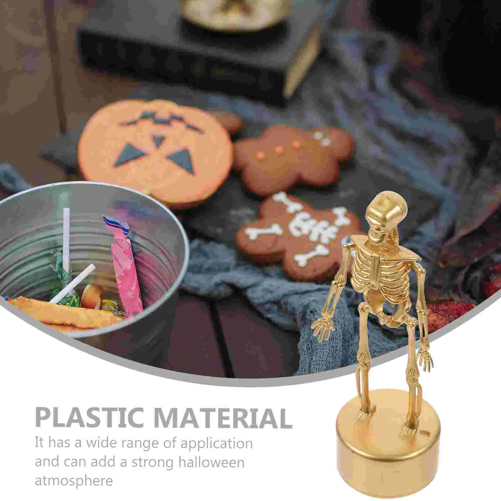 Decor Halloween Desktop Decoration Props Skull Statuette Trophy Ornaments Upright Style Plastic Crafts Decors Golden