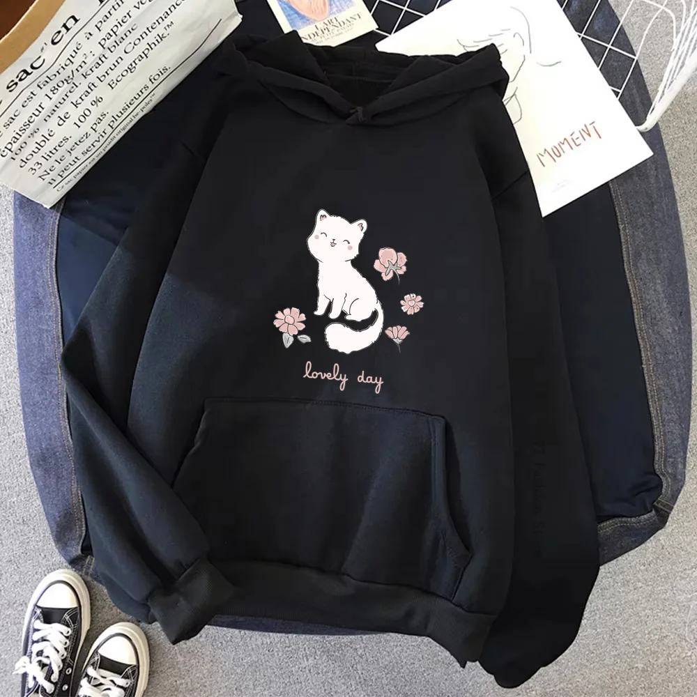 

Unisex Fox And Flower Hoodies Anime Clothes Spring/Autumn Women Kawaii Sweatshirt Vintage Hoodie Harajuku Oversized Tracksuit