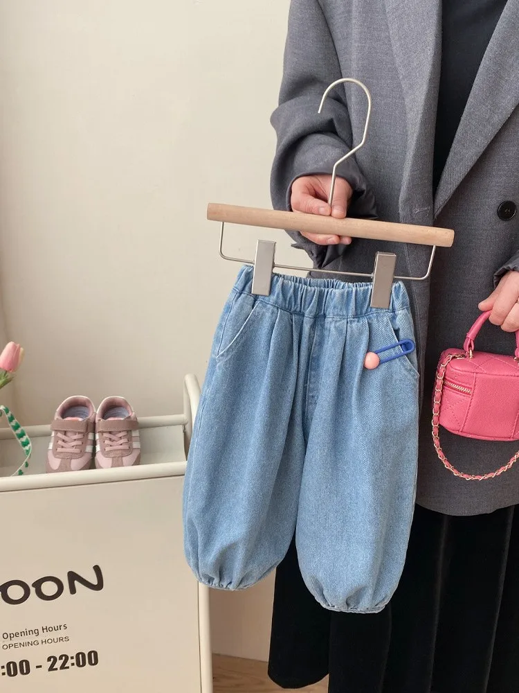 

Girls Loose Casual Denim Pants Spring Autumn New Sle Children's Outdoor Wear Long Trousers Baby Spring Faion Clothes