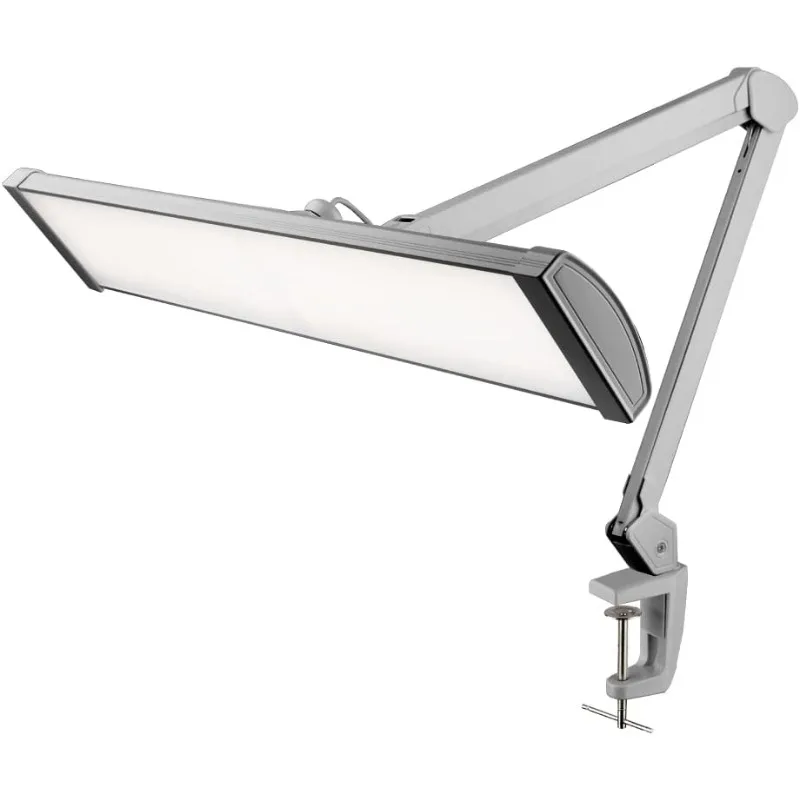 3,500 Lumen LED Desk Lamp, 45W, 26-Inch Wide Metal Shade, 270 SMD LEDs (Non-CCT with Clamp, Silver)