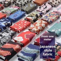 Japanese Style Fabric Printed Pure Cotton By The Meter for Kimono Cheongsam Doll Clothes Hanfu DIY Seiwng Cloth Bronzing Cat Red