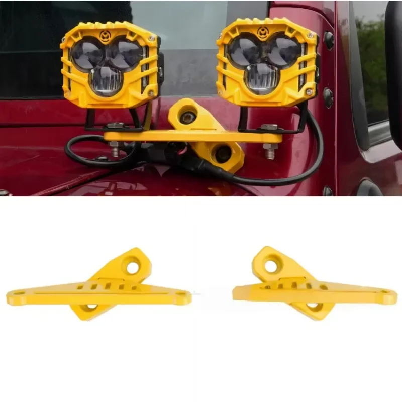3-Inch LED Work Light Set Color Auxiliary Bracket A-Column Double Lamp Bracket Spotlight Aluminum Alloy for Jeep Wrangler