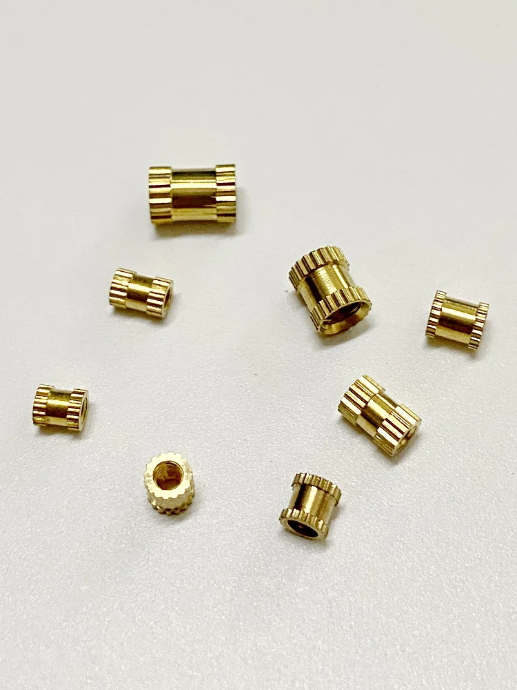 Yellow Brass Nuts M2 M2.5 M3 M4 Cylindrical Straight Flower Copper Studs for Injection Molding  Internal Thread Fasteners