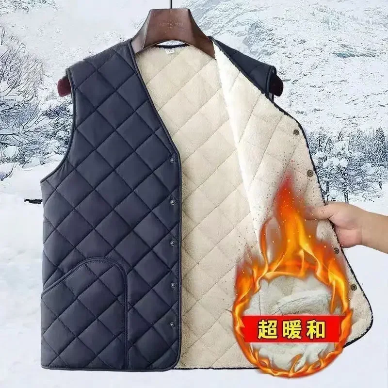 

Vests Jacket Men Autumn Winter Fleece Sleeveless Jackets Men Clothing Waist Coat Fashion Solid Waistcoat Clothing Plus Size 6XL