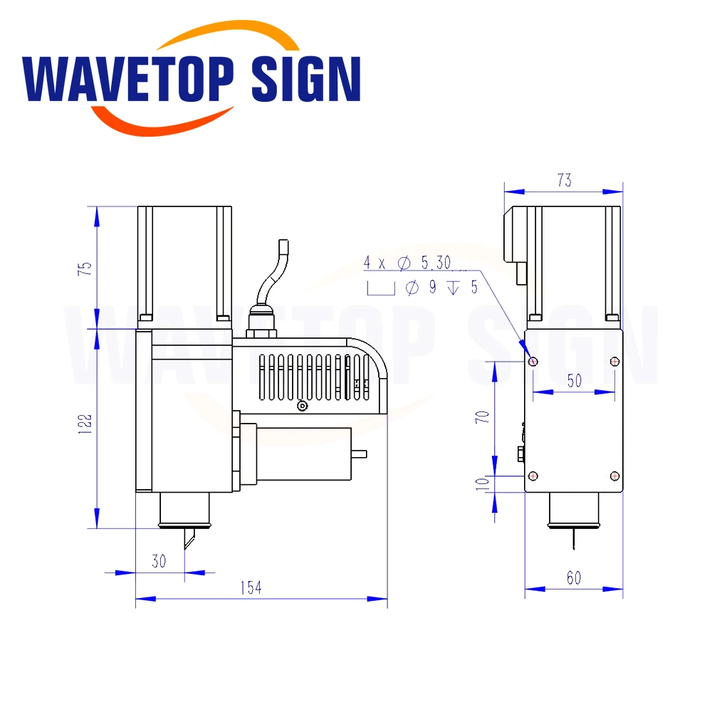 WaveTopSign Интегрированный вибрационный нож с ЧПУ 80 Вт 18000 об/мин 24 В 10 А для доски KT Пенопластовая доска Картон из АБС-пластика