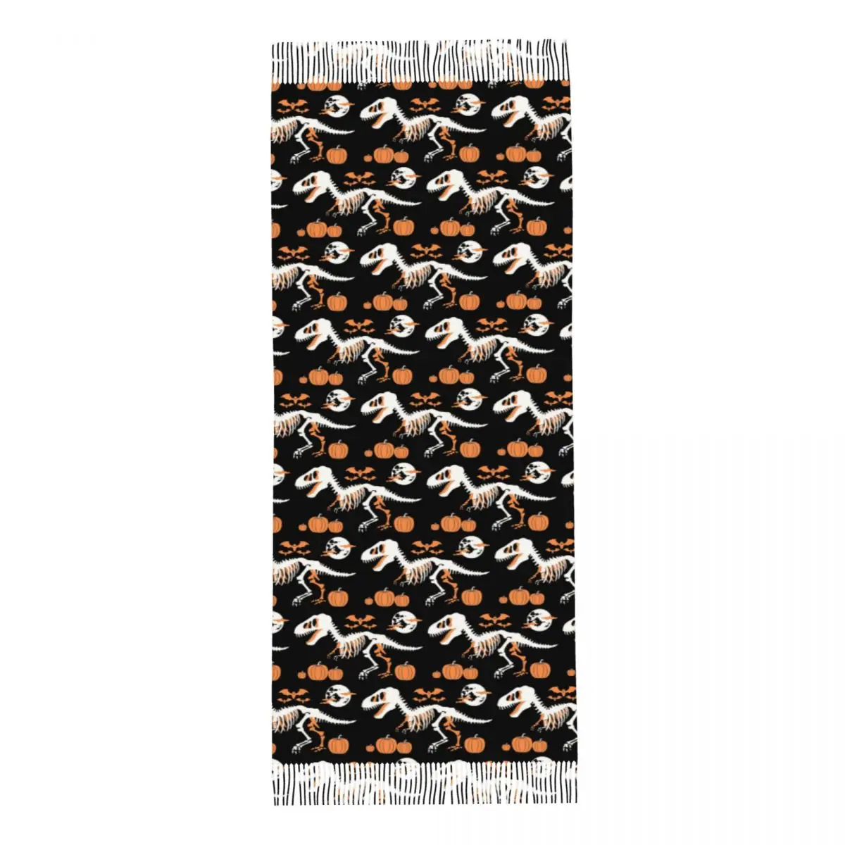 T-rex Skeleton Halloween Dinosaur Fossils Scarf Tassel Scarves for Women Soft Warm Shawls and Wraps Long Fall Winter Shawl Wrap