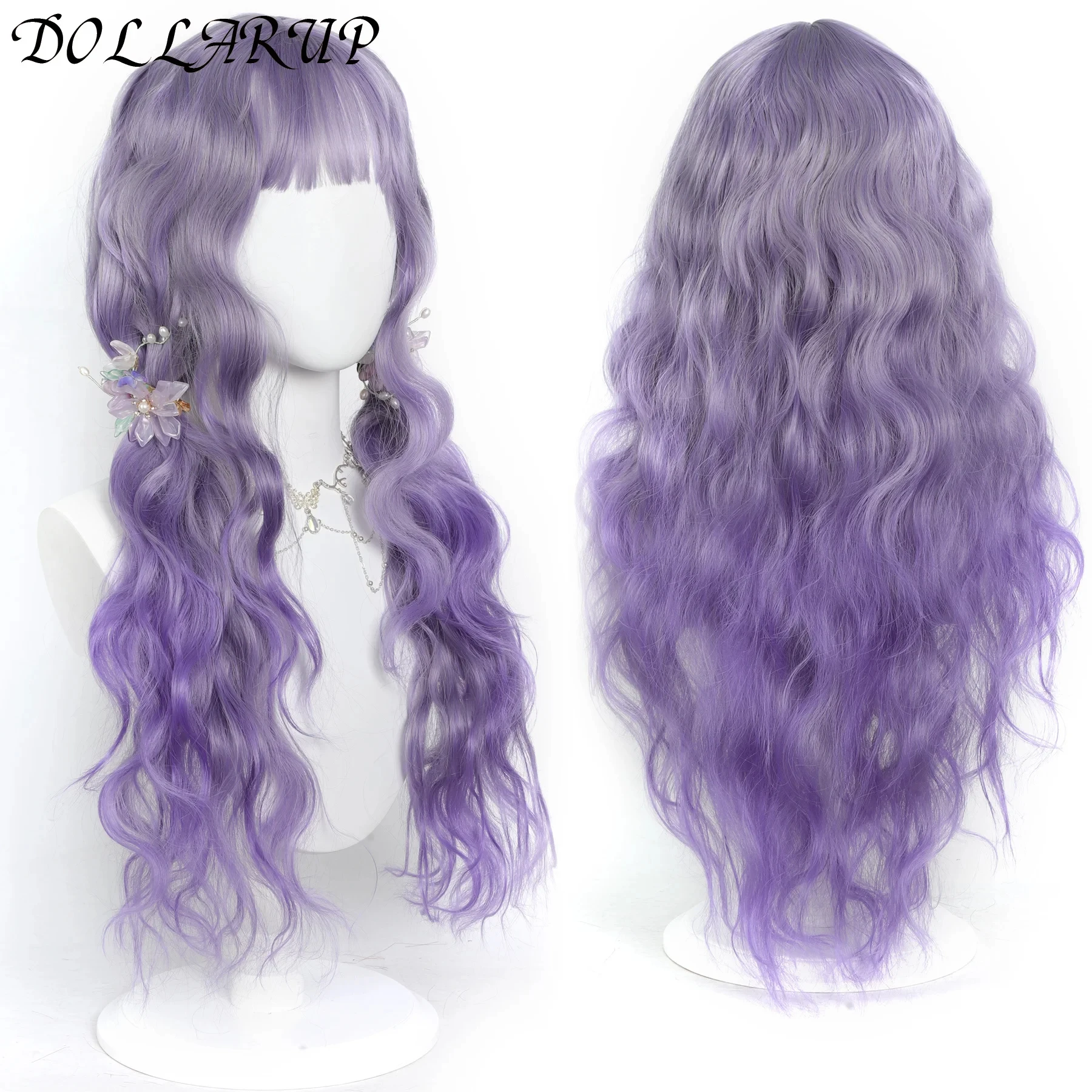 JKL الاصطناعية الدانتيل الباروكة الأمامية للنساء 42 بوصة طويلة مجعد الدانتيل الباروكات أومبير براون تسليط الضوء على الزنجبيل الأبيض الوردي شعر مستعار تأثيري #4