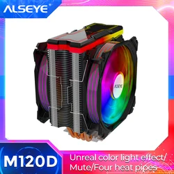 ALSEYE M120D CPU Cooler Adjustable RGB Lighting 120mm PWM 4 Pin Support 5V-3pin Aura/RGB FUSION Heat-Pipe Cooler Support LGA1200