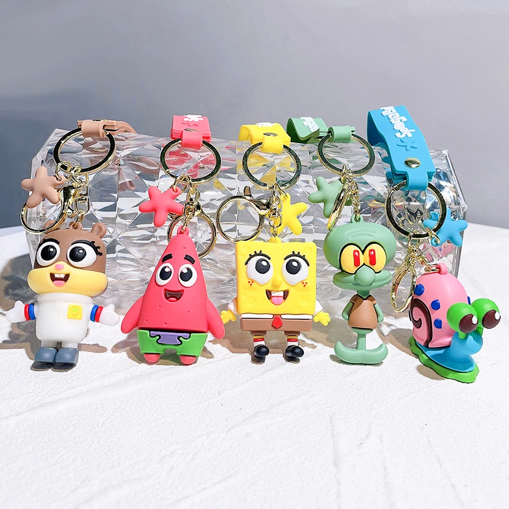 Spongebob keychian Patrick Star Eugene H. Krabs Gary the Snail PVC Toy Throw Pillow Christmas Decorations Birthday Gift Boy