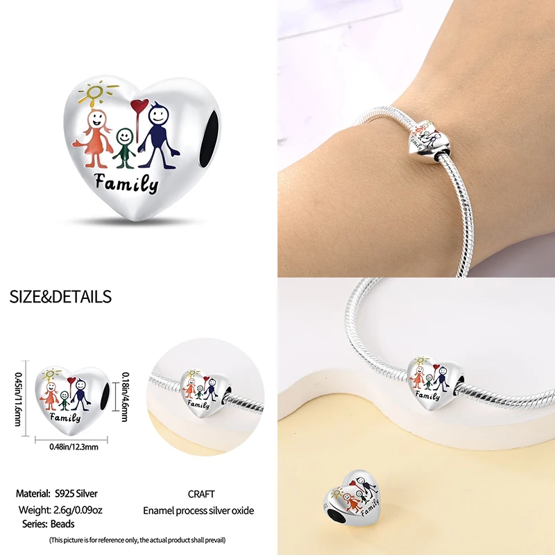 2024 New in Heart Shaped Pattern Charm Beads Fits Pandora Original Bracelet Women 925 Silver Pendant Bead Jewelry Hot Sale Gift