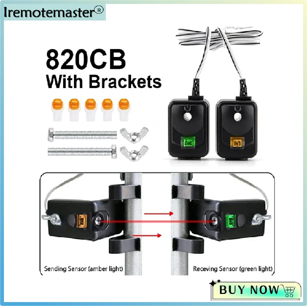 for 820CB Safety Sensor with Brackets for Garage Door openers Made After 1997 Includes Two Sensors (Receiving&Sending）