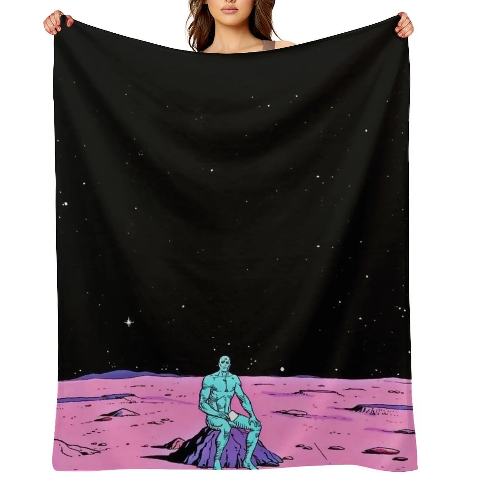 

(Fixed) Dr. Manhattan sitting on mars (comic) Throw Blanket Sofa Camping decorative Decorative Beds Blankets