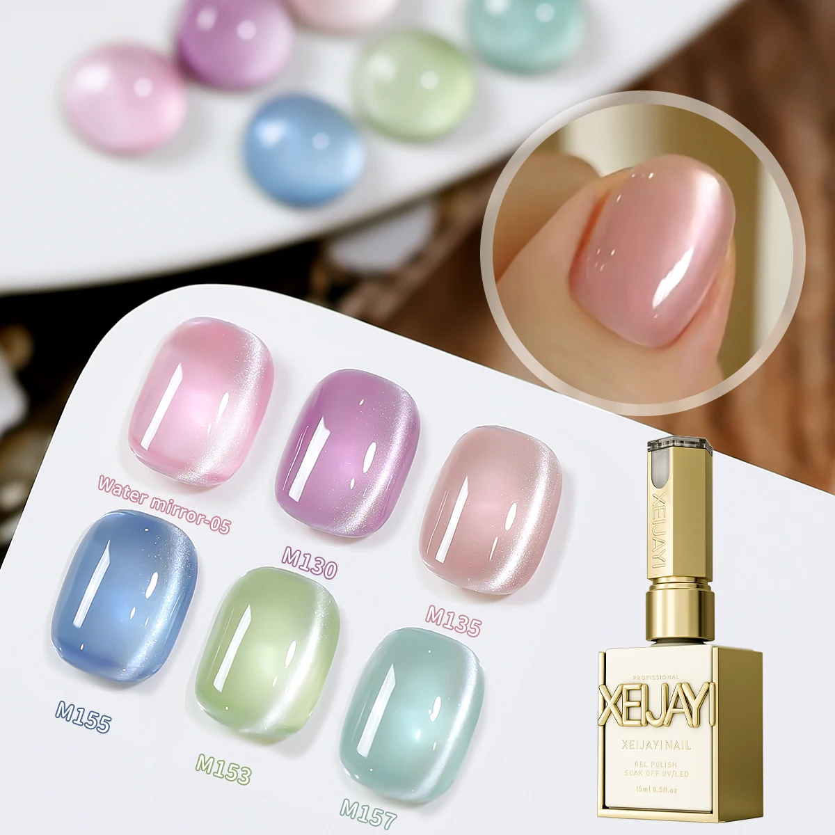 XEIJAYI, 1 unidad, 15ML, esmalte de uñas de ojo de gato translúcido, arte de uñas semipermanente, remojo UV LED, salón de uñas DIY, Gel de salón de uñas