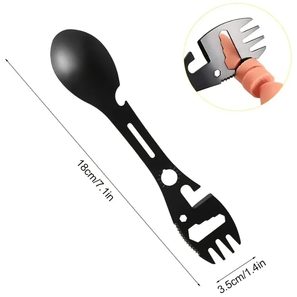 Camping Utensil Set Stainless Steel Outdoor Tool Survival Gear 10in1 Tableware Travel Hiking Cutlery Fork Spoon Opener