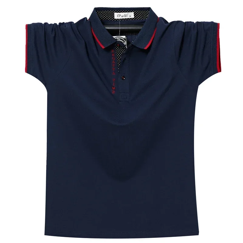 

Summer Men's Polo Shirt Breathable Cotton Letter Embroidery Short Sleeve Tops Tees Business Casual Polo Shirt Men 6XL Plus Size