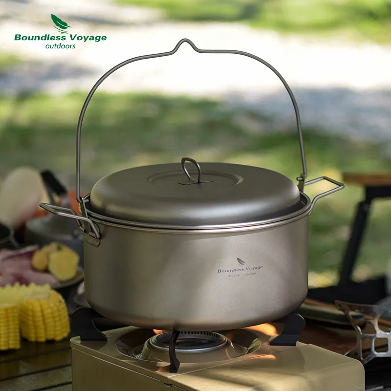 Pure Titanium Soup Pot, Steamer, Ultra Light,Large Capacity, Portable, Healthy Outdoor Camping And Picnic Cooking Utensils,A1401