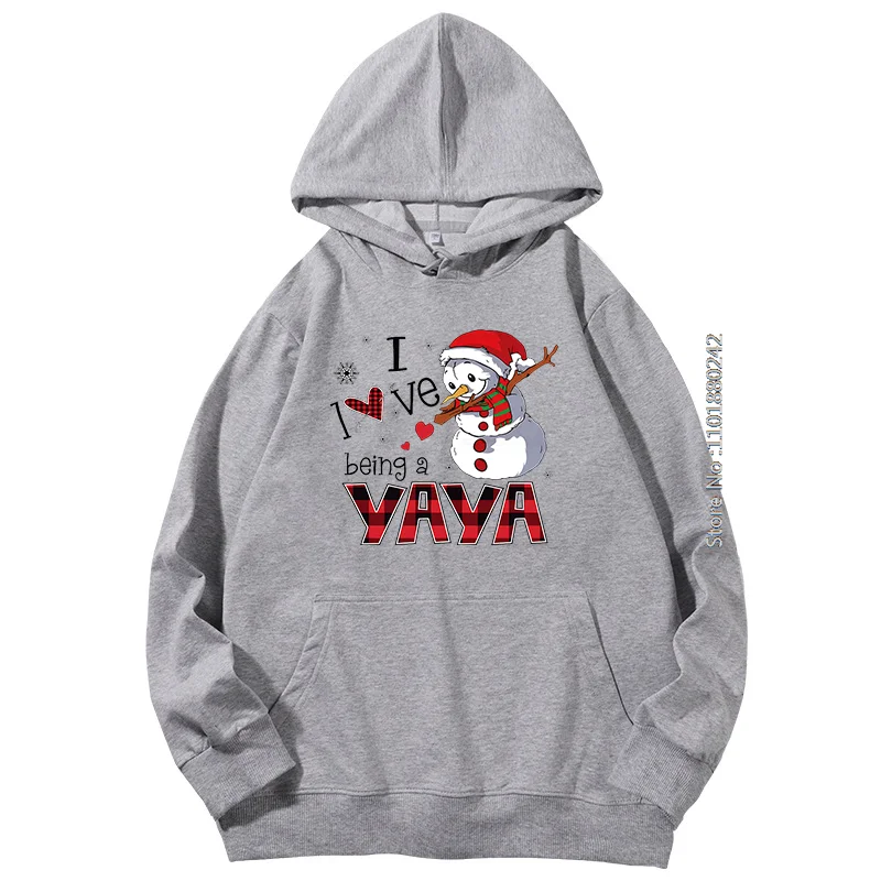 Christmas Snowman I Love Being A Yaya Graphic Hooded Sweatshirts Spring Autumn Essentials Hoodie Fashion New In Sweatshirts