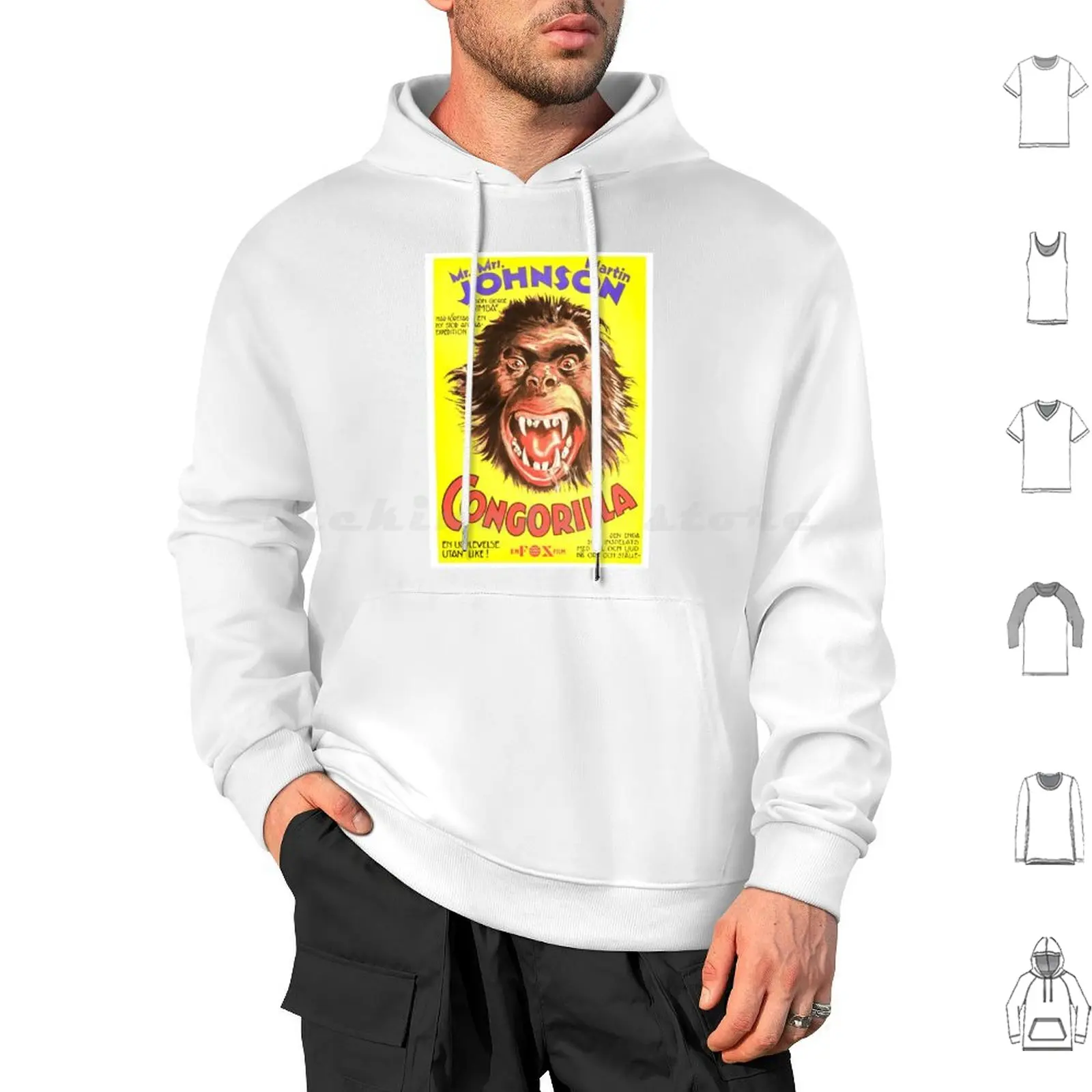 Congorilla ( 1932 ) : Vintage Movie Poster Hoodie cotton Long Sleeve Movie Vintage Classic Jungle Adventure Vintage