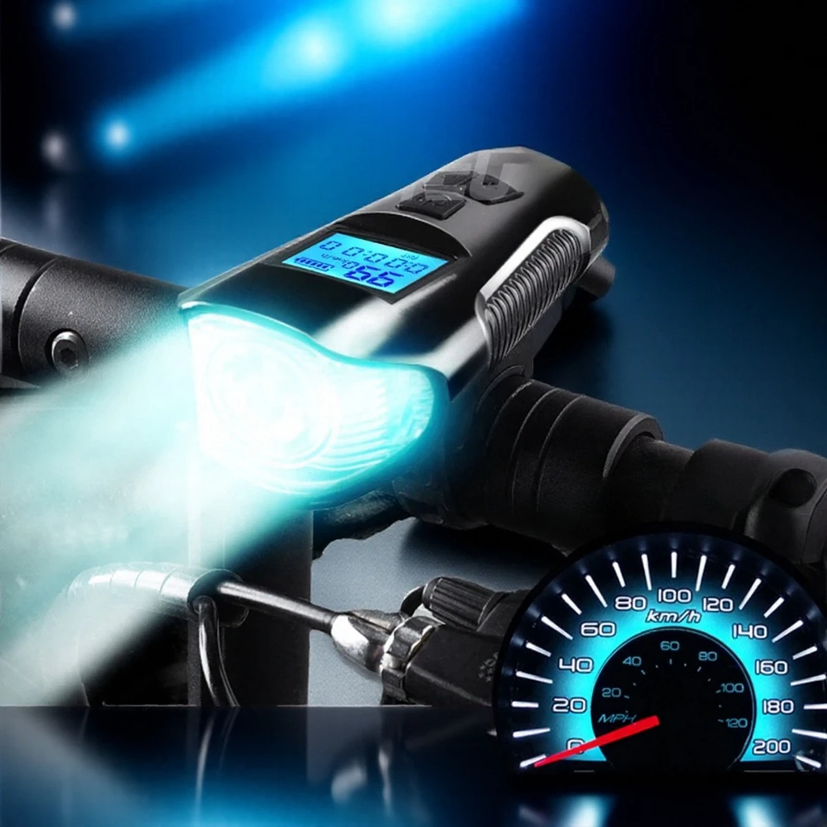 

Bright 350 Lumen USB Rechargeable Bicycle Headlight Speedometer Odometer Waterproof Cycling Torch Multifunction Bike Light