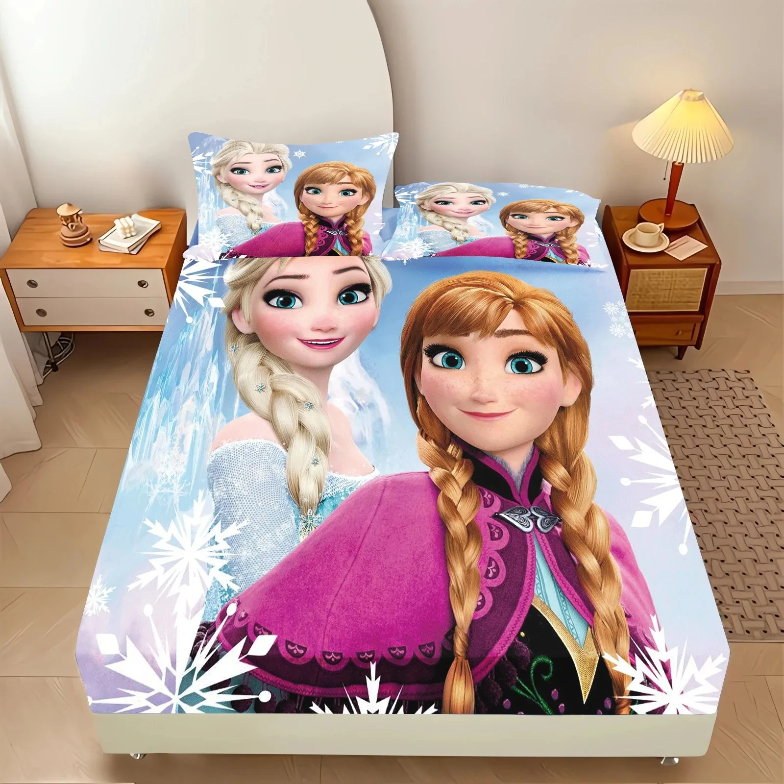 Cartoon Disney Frozen Fitted Sheets Sheets Home Kids Sheets Cover Elastic Cute Princess Print Bedding Available in Custom Sizes