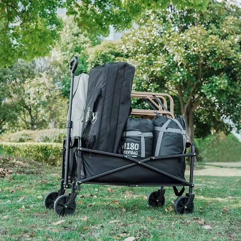 YTYIN4 Wheel Heavy Duty Collapsible Shopping Cart For Camping Hiking Grocery Storage