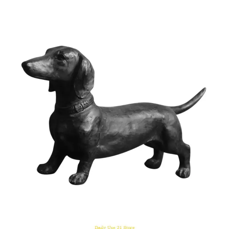 Resins Ornament Dachshund Figurine Sclupture Standing Long Dog Animal Statue Outdoor Garden Dcorations Desktops Decors