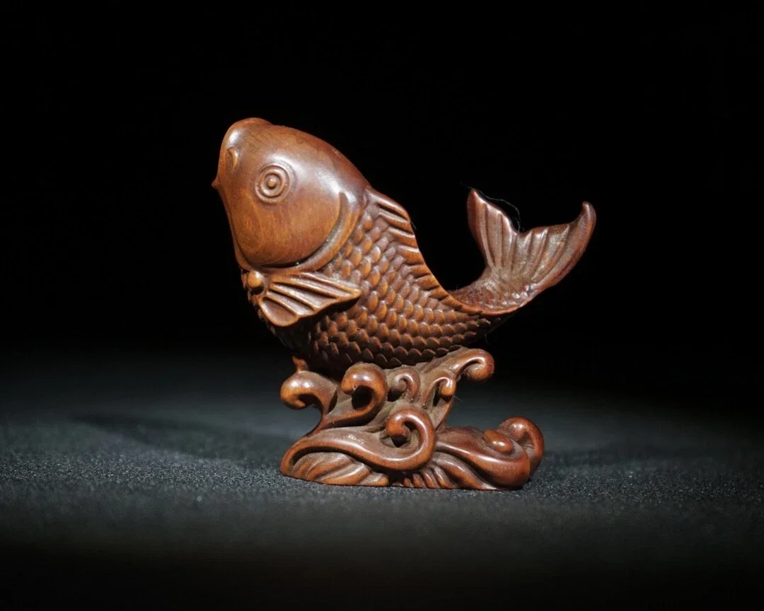 Vintage Antique Wood Fishing Carved Wooden Fish Sculpture Carving Wood Statues