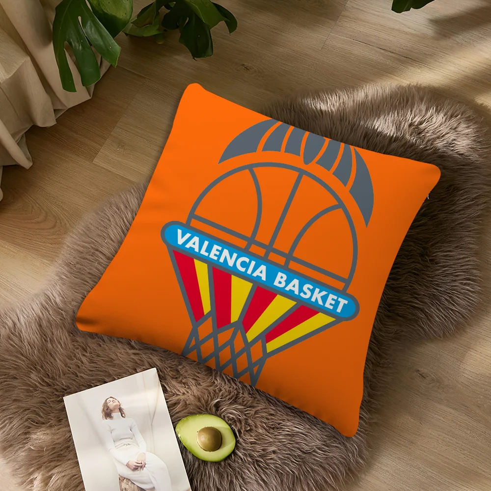 Valencia Basket Club Pillow Case Sofa Living Room Bedroom Headboard Backrest Cushion Square Cushion Nap Time