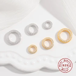 S925 Sterling Silver Zircon Fit 4-8mm Handmade Decoration Charm Frame Beads DIY Fine Jewelry Making Bracelets S49