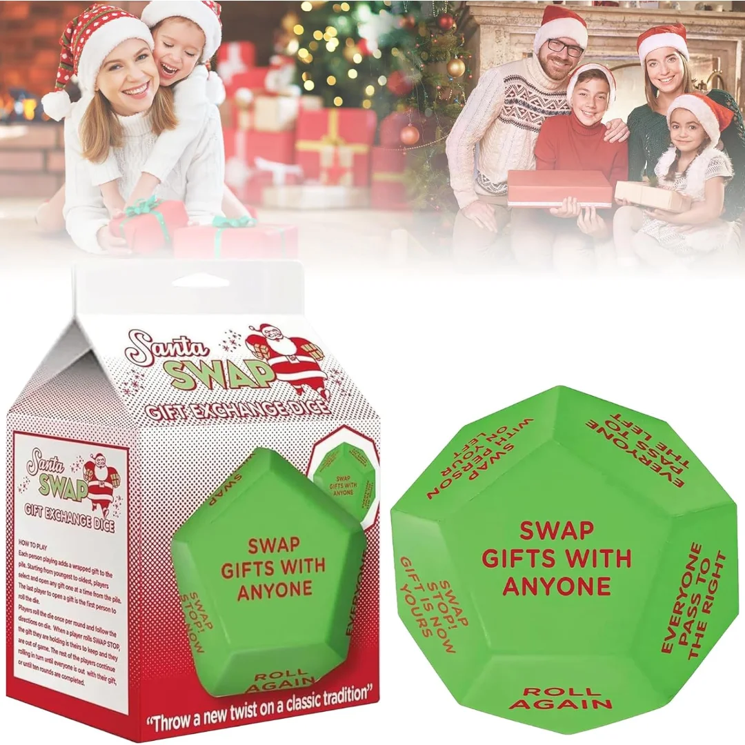 

2025 Christmas Santa Swap Gift Exchange Dice, Gift Exchange Game, 2025 New for Family Friends Holiday Party Decoration Supplies