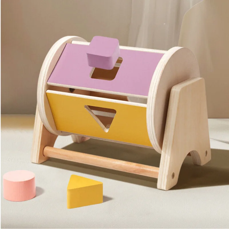 Tambor rodante Montessori de madera para bebé, juguete educativo sensorial con forma de Color, ayuda para la enseñanza temprana, regalos